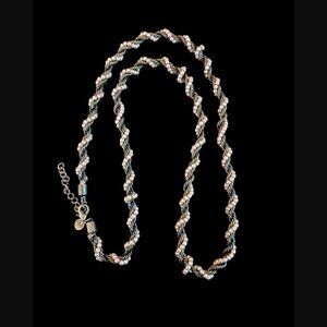 Loft Antique Gold Tone Seed Bead Wrapped Rope Chain Necklace 32"